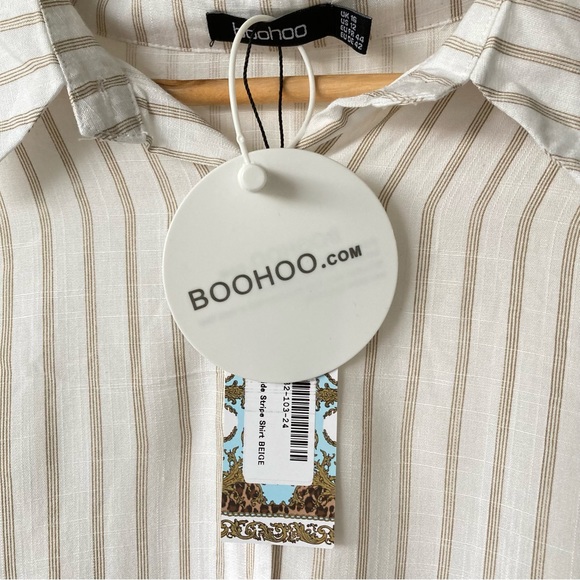 BNWT Plus Size Women stripe Shirt blouse Ladies Baggy Oversized Top Size 16 - Picture 9 of 10